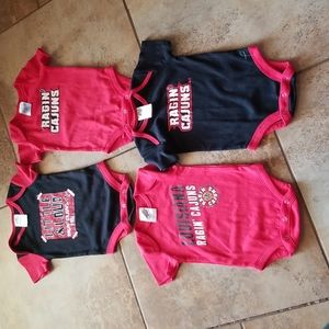 FOUR - Louisana Ragin Cajuns Onesies - boys or girls - sz 3 to 6 months - NWOT